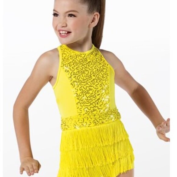 Weissman - YELLOW - It's Good To Be Alive Fringe Dance Costume - Size IC - Picture 3 of 3